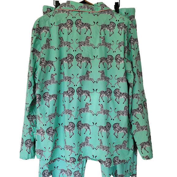 Nick & Nora Pajamas Zebras Mint Green Sz XL Lightweight 100% Cotton Sleepwear - Picture 5 of 13